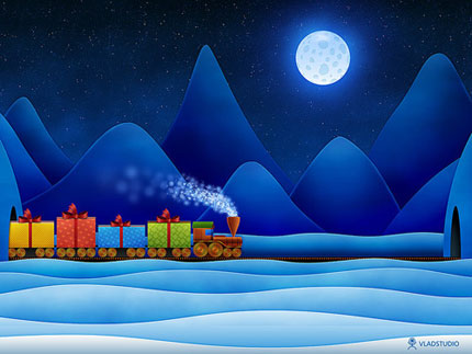 train wallpapers. Christmas Train by Vladstudio